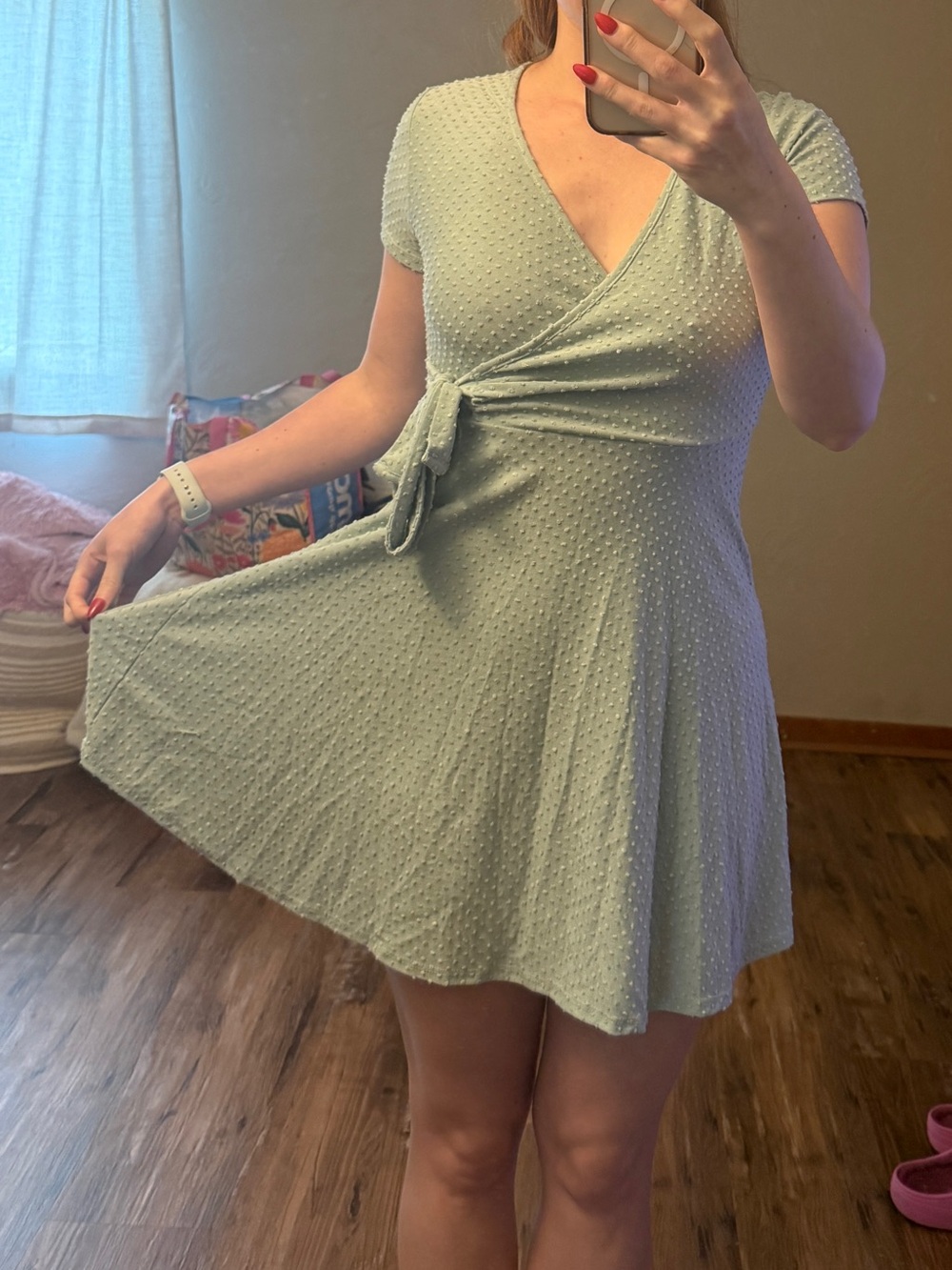 Rolla Coster Teal Textured Wrap Mini Dress - Picture 2 of 5